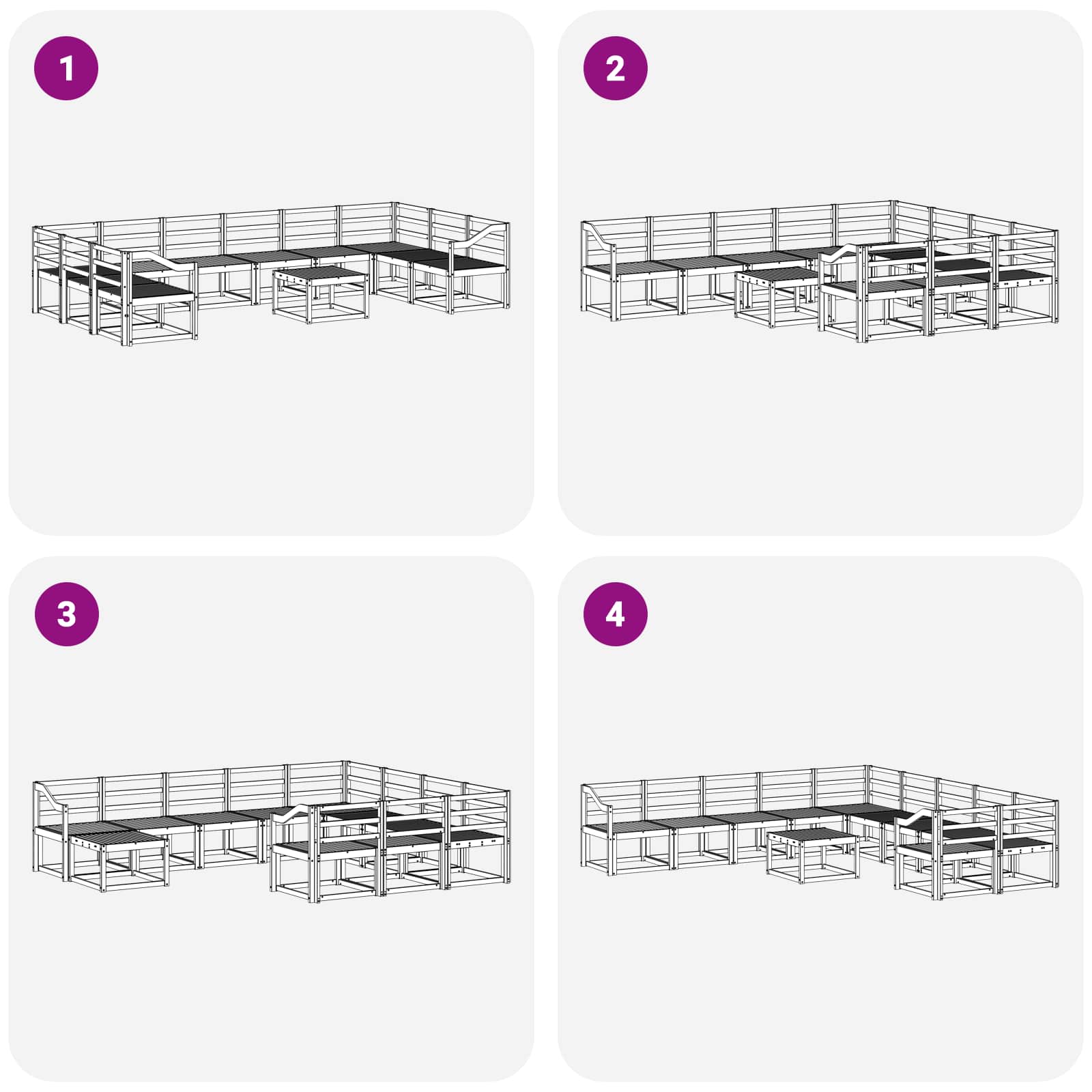 Set vanjskih sofa 11 pcs Bijela Čvrsto drvo akacije