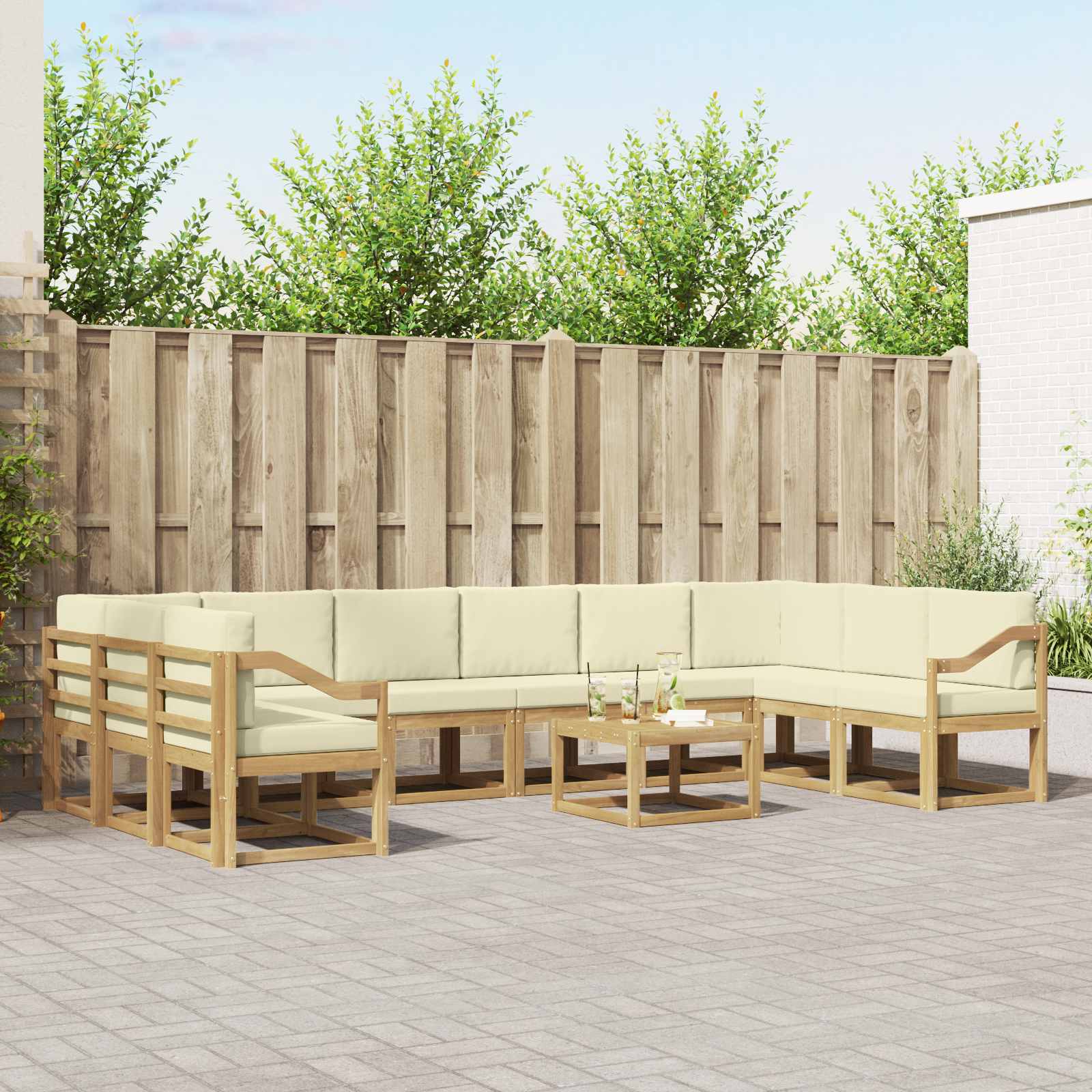 Set vanjskih sofa s jastukom 11 pcs Bijela i krem