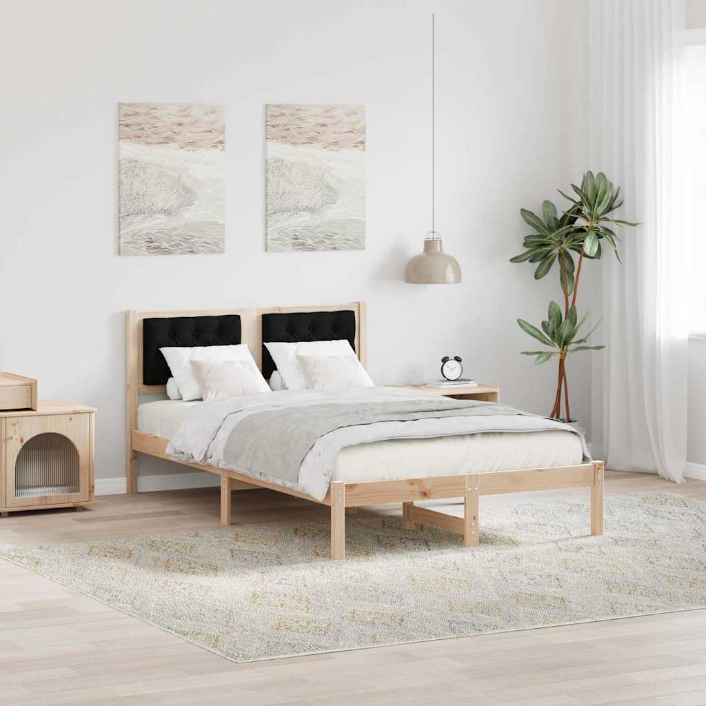 Krevetna konstrukcija Crna 120 x 190 cm Čvrsto borovo drvo Smeđa
