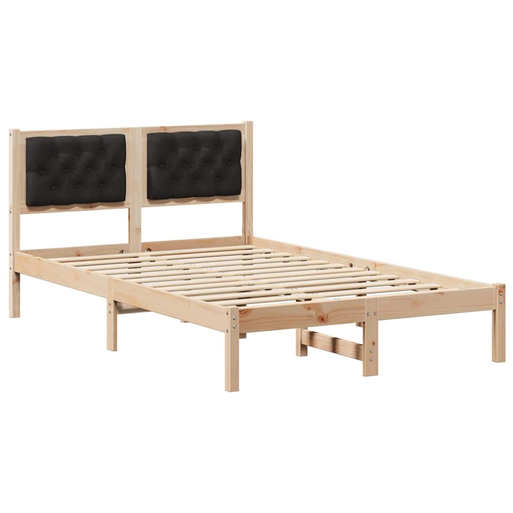 Krevetna konstrukcija Crna 120 x 190 cm Čvrsto borovo drvo Smeđa