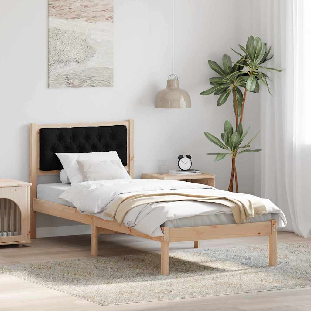 Krevetna konstrukcija Crna 90 x 190 cm Čvrsto borovo drvo Smeđa