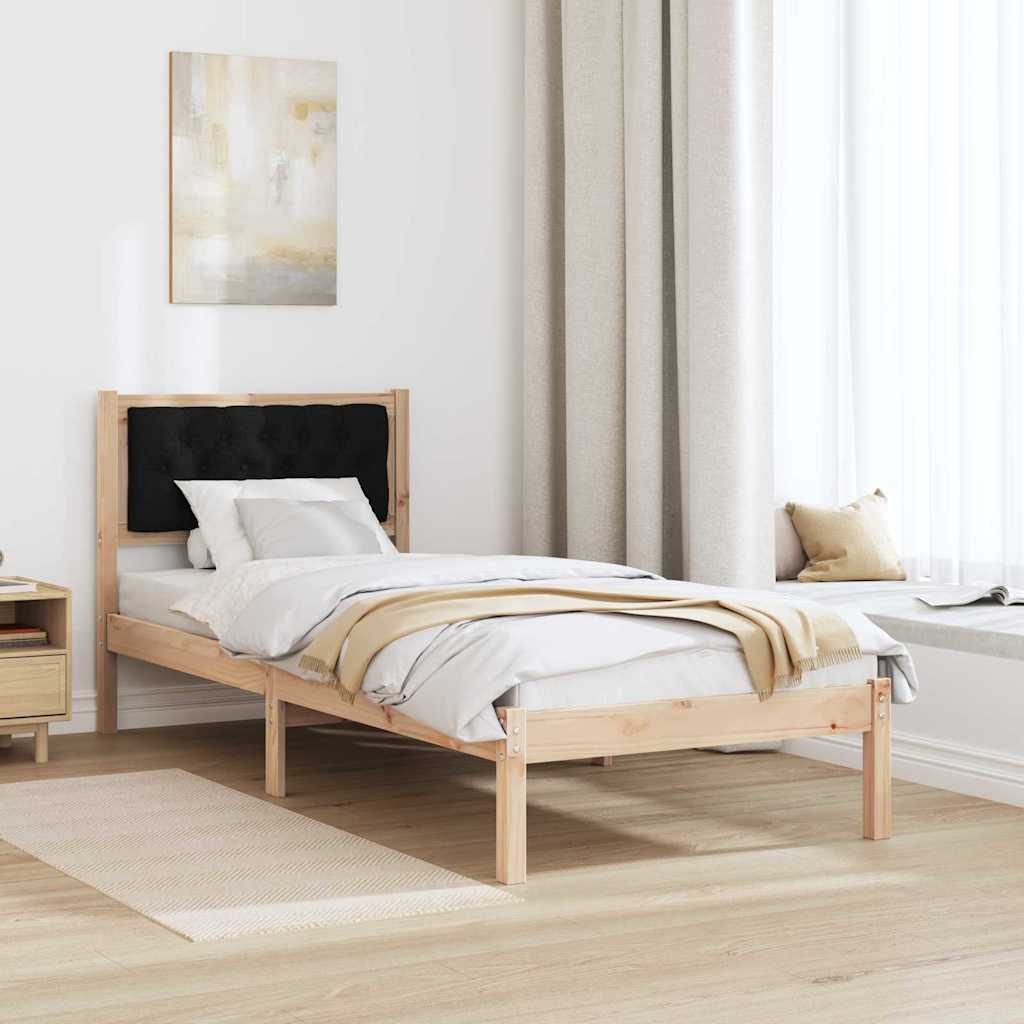 Krevetna konstrukcija Crna 90 x 190 cm Čvrsto borovo drvo Smeđa