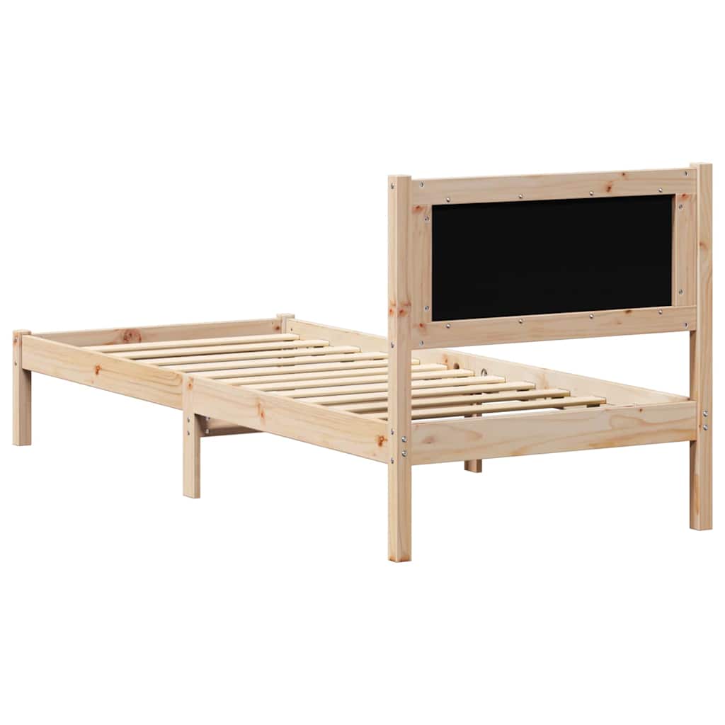 Krevetna konstrukcija Crna 90 x 190 cm Čvrsto borovo drvo Smeđa