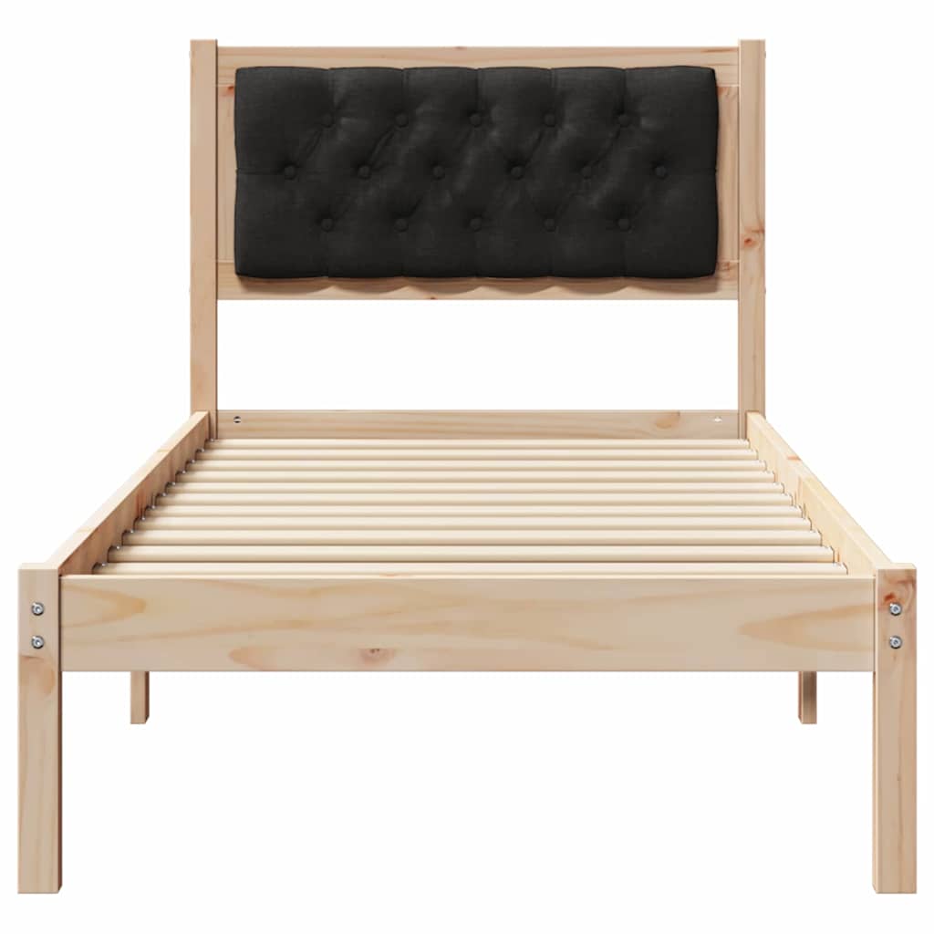 Krevetna konstrukcija Crna 90 x 190 cm Čvrsto borovo drvo Smeđa