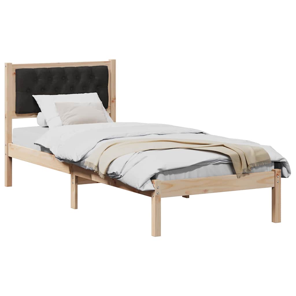 Krevetna konstrukcija Crna 90 x 190 cm Čvrsto borovo drvo Smeđa