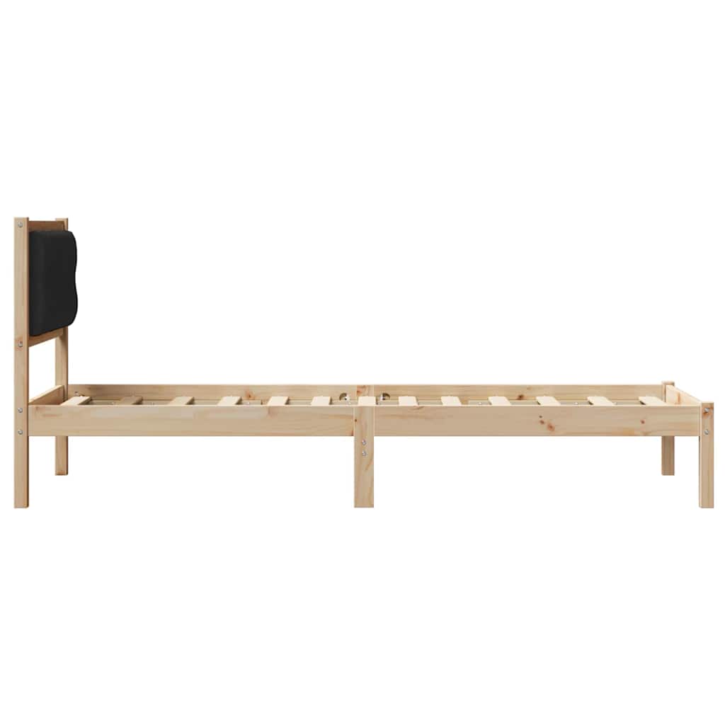 Krevetna konstrukcija Crna 90 x 190 cm Čvrsto borovo drvo Smeđa