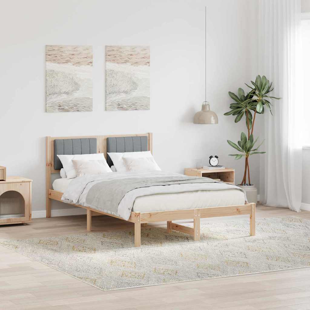 Krevetni okvir s tapiciranim uzglavljem Svijetlo siva Smeđa 120 x 200 cm