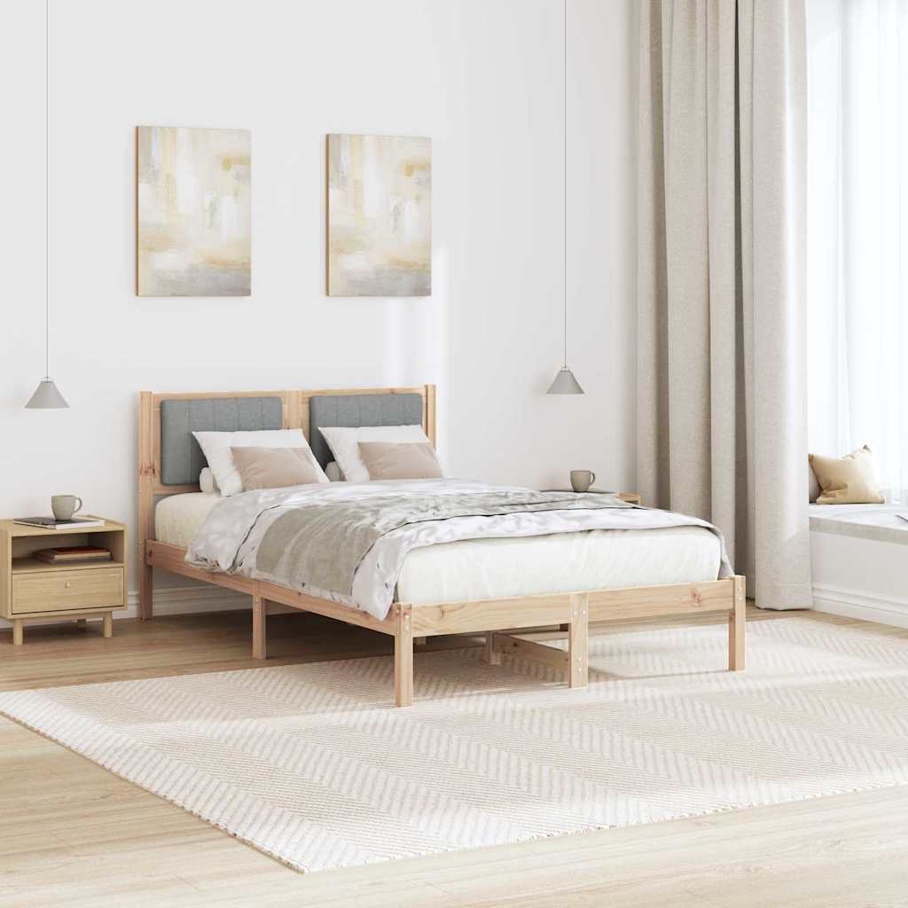 Krevetni okvir s tapiciranim uzglavljem Svijetlo siva Smeđa 120 x 200 cm