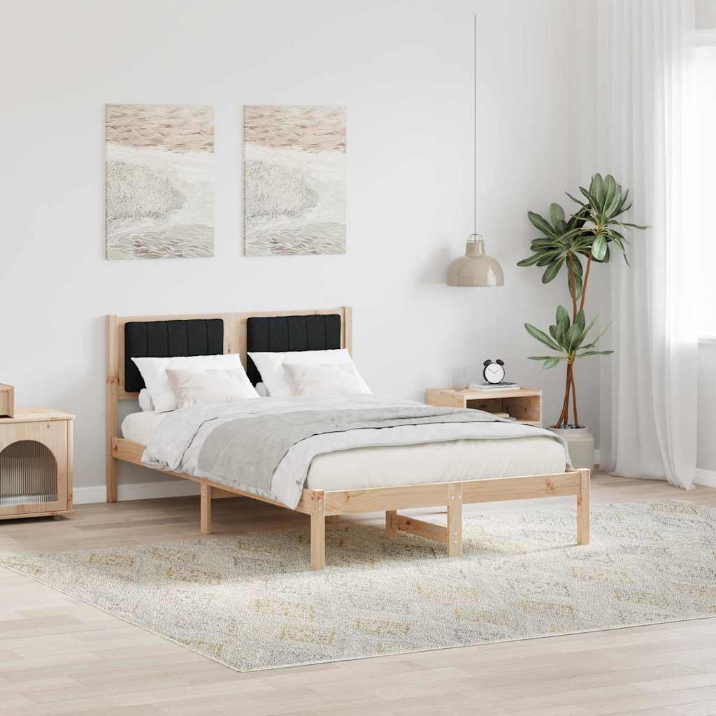 Krevetni okvir s tapiciranim uzglavljem Crna Smeđa 120 x 200 cm