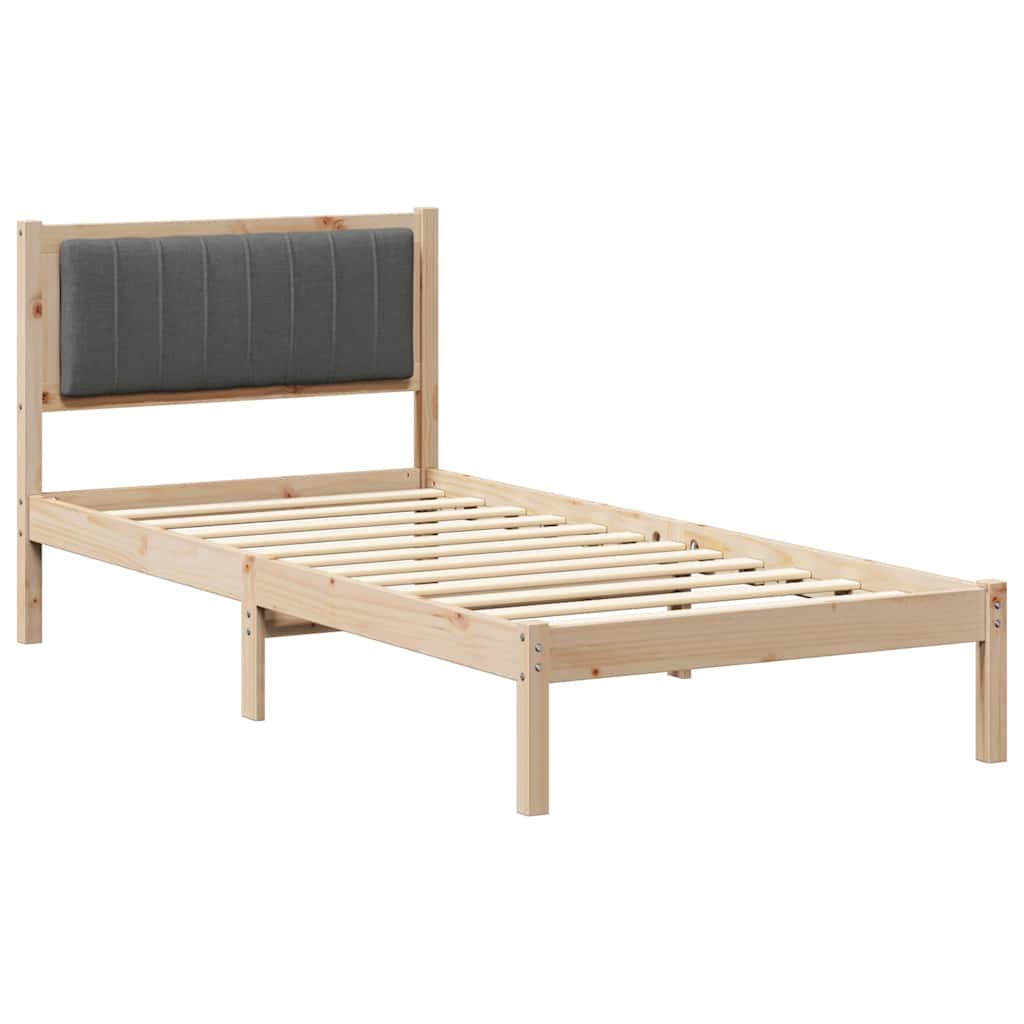 Krevetni okvir s tapiciranim uzglavljem Tamno siva 90 x 200 cm Smeđa