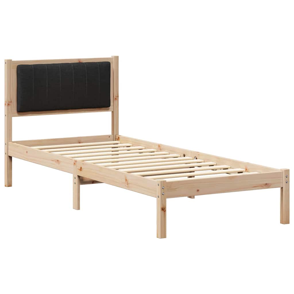 Krevetni okvir s tapiciranim uzglavljem Crna Smeđa 80 x 200 cm