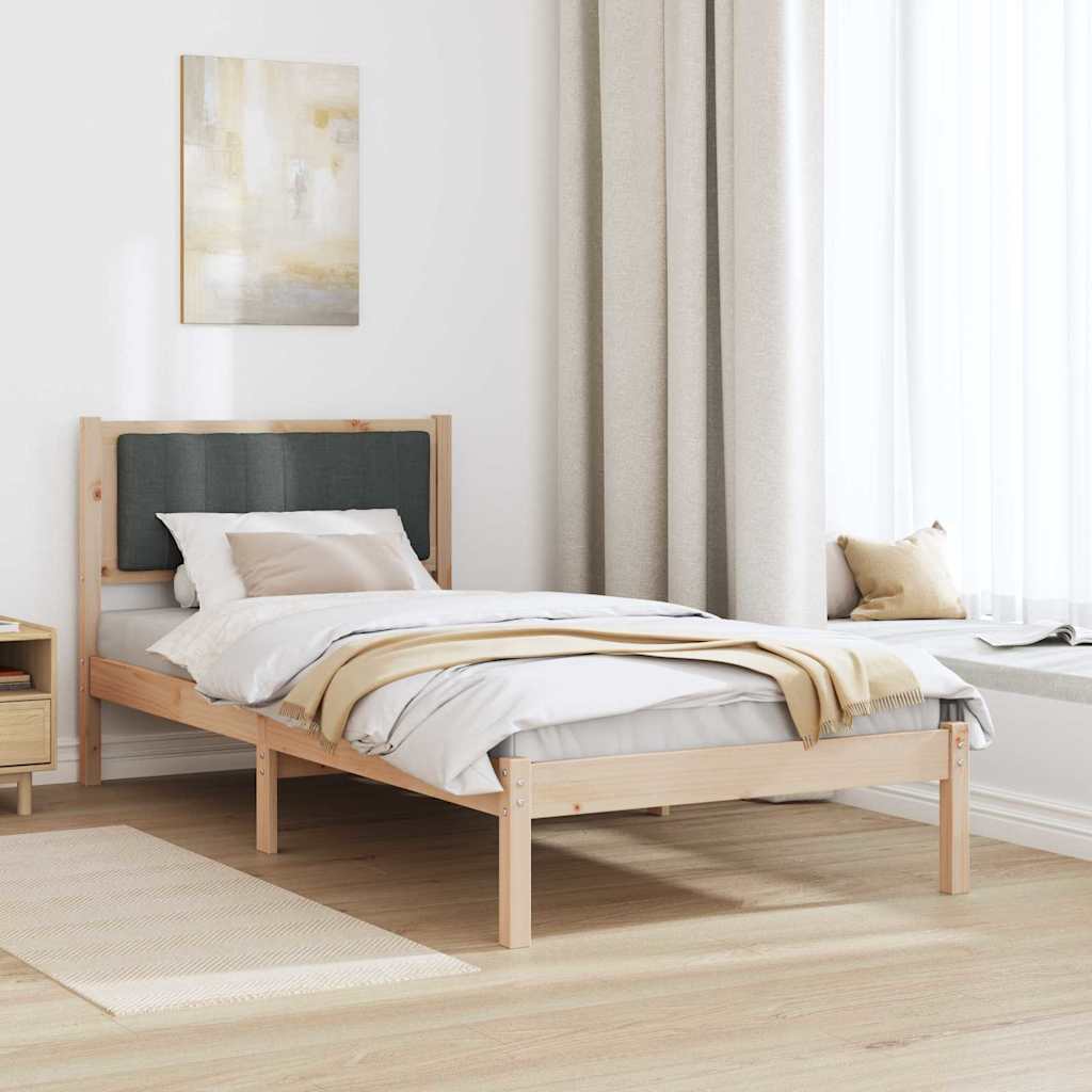 Krevetni okvir s tapiciranim uzglavljem Tamno siva 90 x 190 cm Smeđa