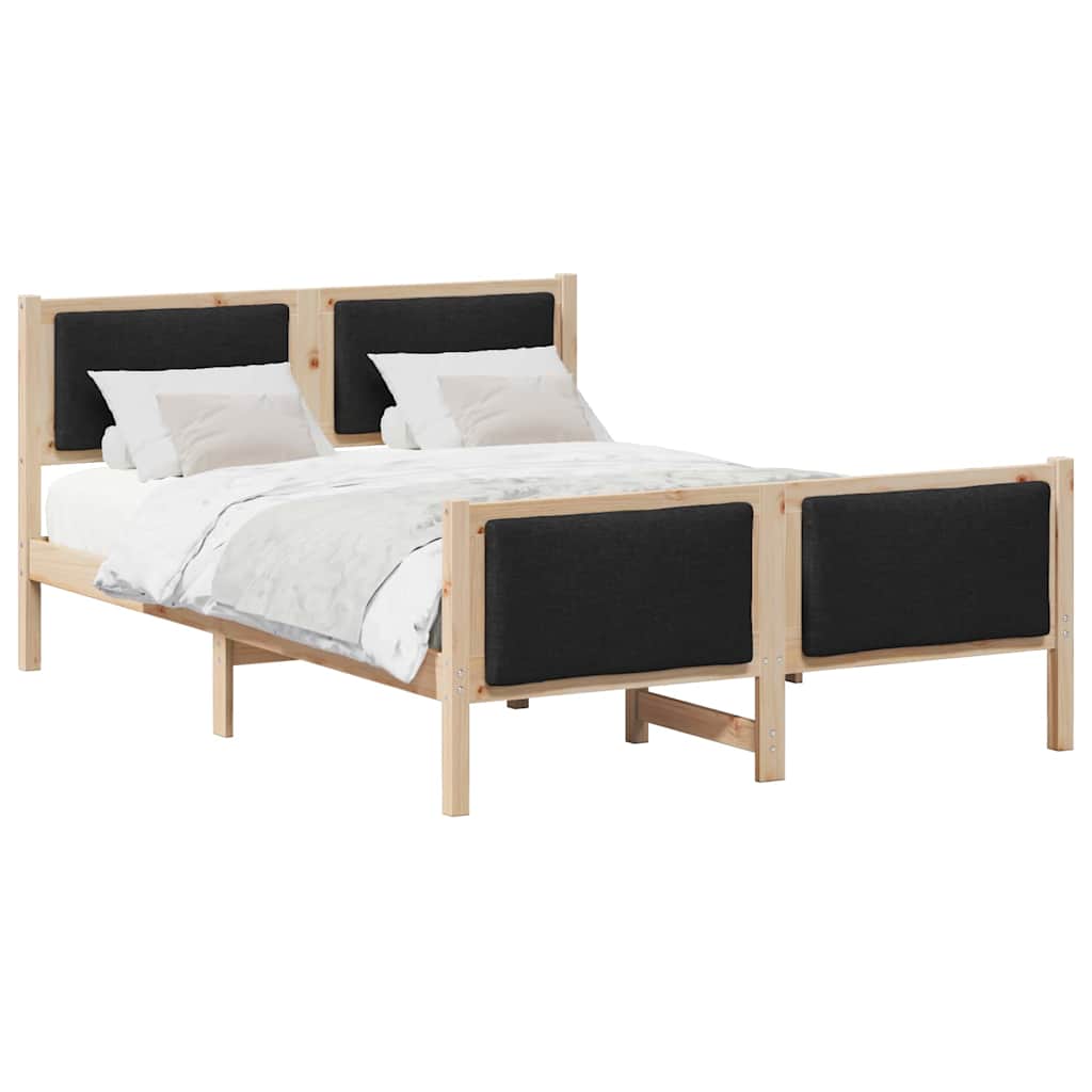 Krevetna konstrukcija s uzglavljem Crna 140 x 190 cm tkanina Smeđa