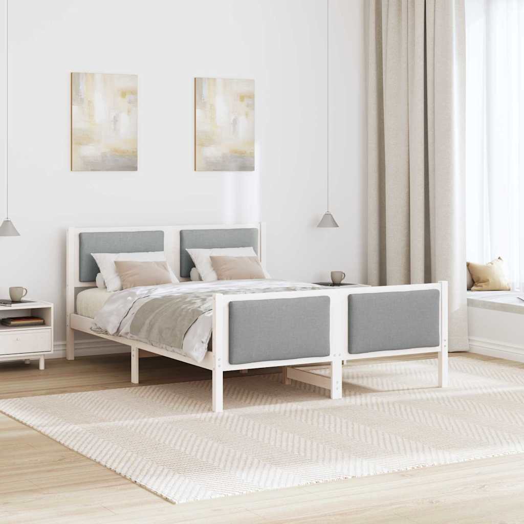Krevetna konstrukcija Svijetlo siva 140 x 190 cm tkanina Bijela