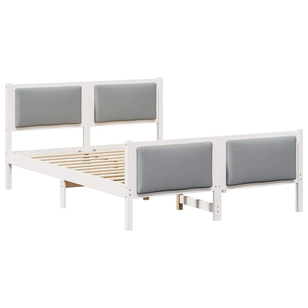 Krevetna konstrukcija Svijetlo siva 140 x 190 cm tkanina Bijela