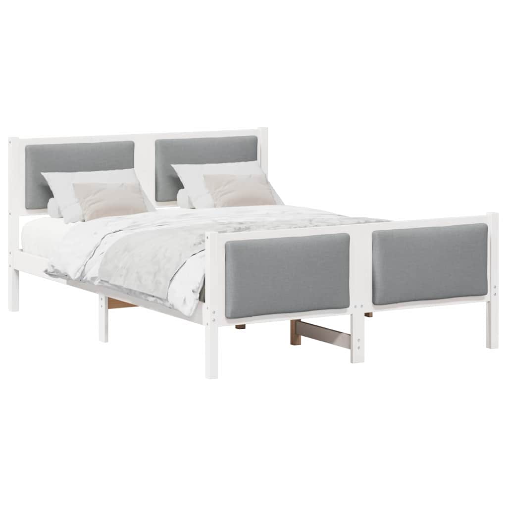 Krevetna konstrukcija Svijetlo siva 140 x 190 cm tkanina Bijela