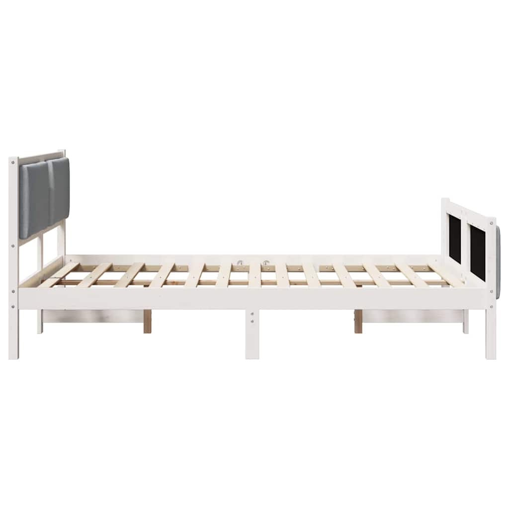 Krevetna konstrukcija Svijetlo siva 140 x 190 cm tkanina Bijela