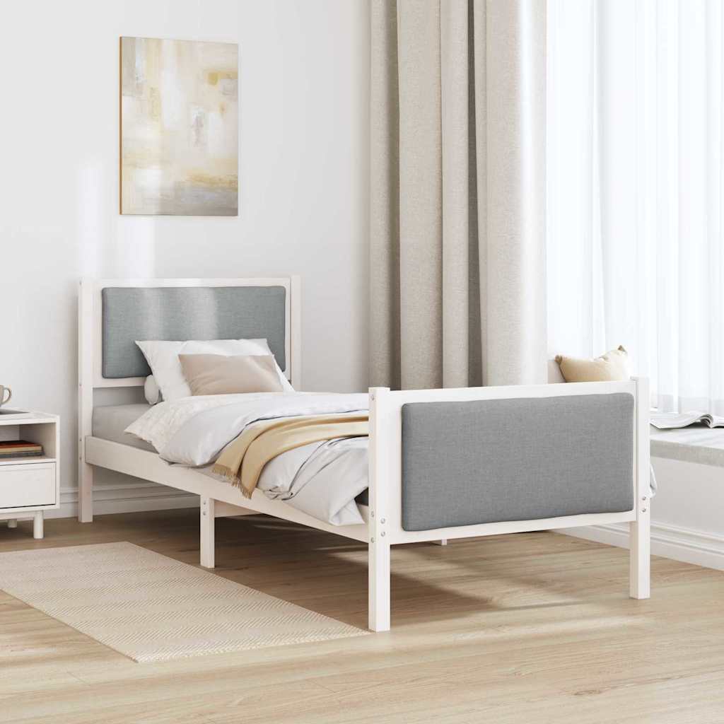 Krevetna konstrukcija Svijetlo siva 80 x 200 cm tkanina Bijela