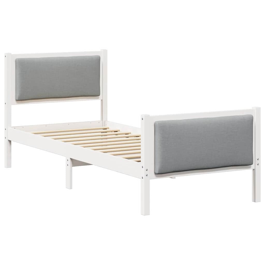 Krevetna konstrukcija Svijetlo siva 80 x 200 cm tkanina Bijela