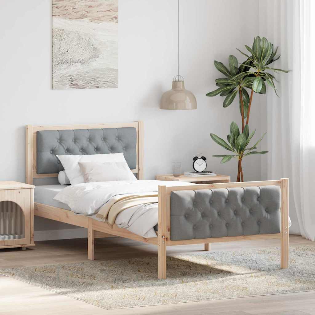 Krevetna konstrukcija s uzglavljem Svijetlo siva 90 x 200 cm Smeđa