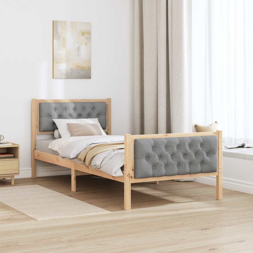 Krevetna konstrukcija s uzglavljem Svijetlo siva 90 x 200 cm Smeđa