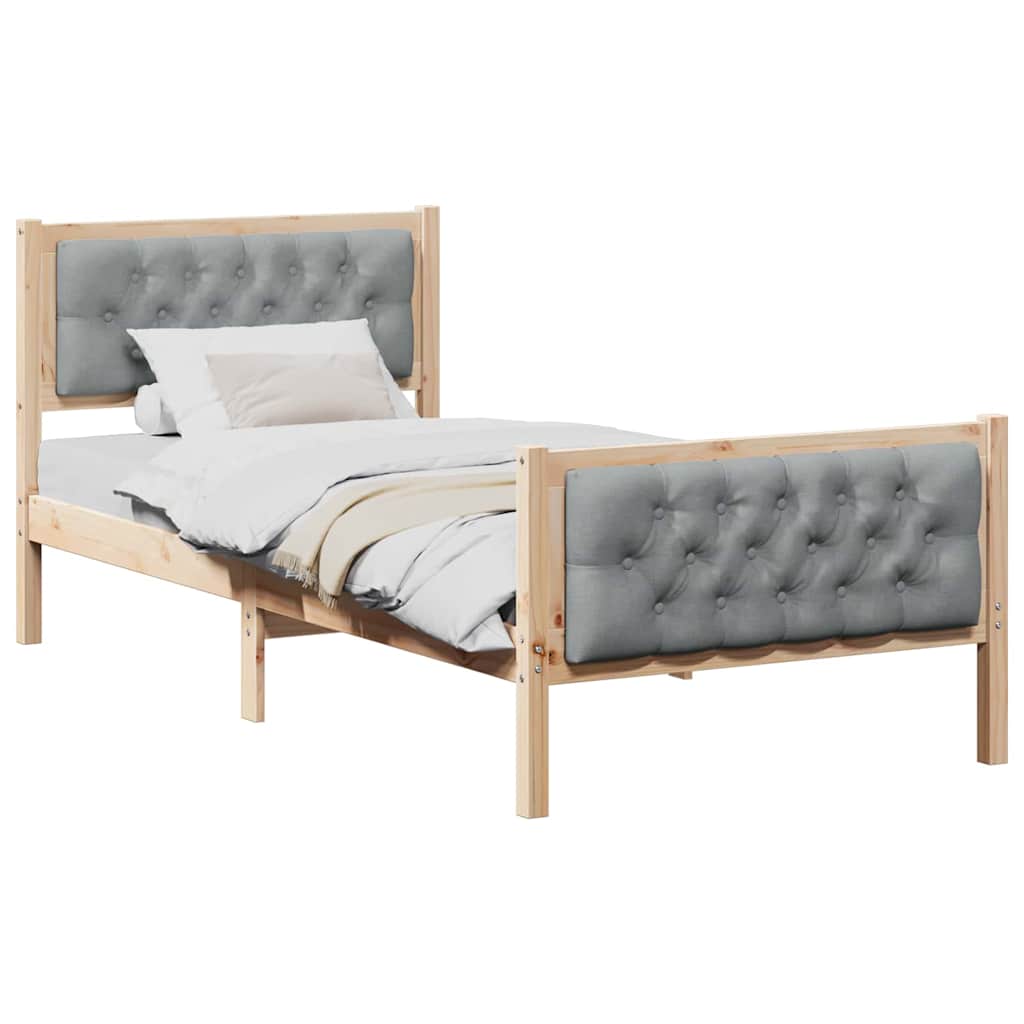 Krevetna konstrukcija s uzglavljem Svijetlo siva 90 x 200 cm Smeđa