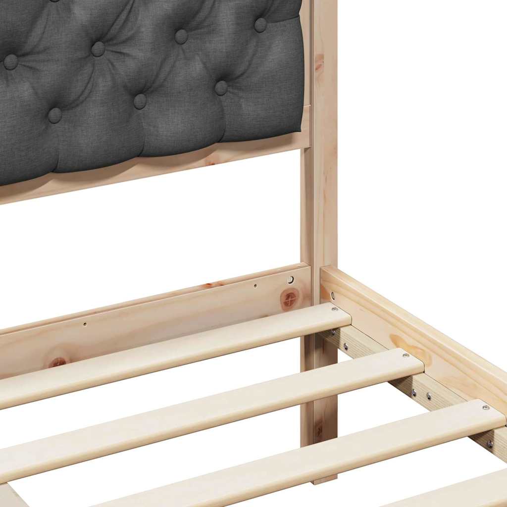 Krevetna konstrukcija Tamno siva 90 x 200 cm Čvrsto borovo drvo Smeđa