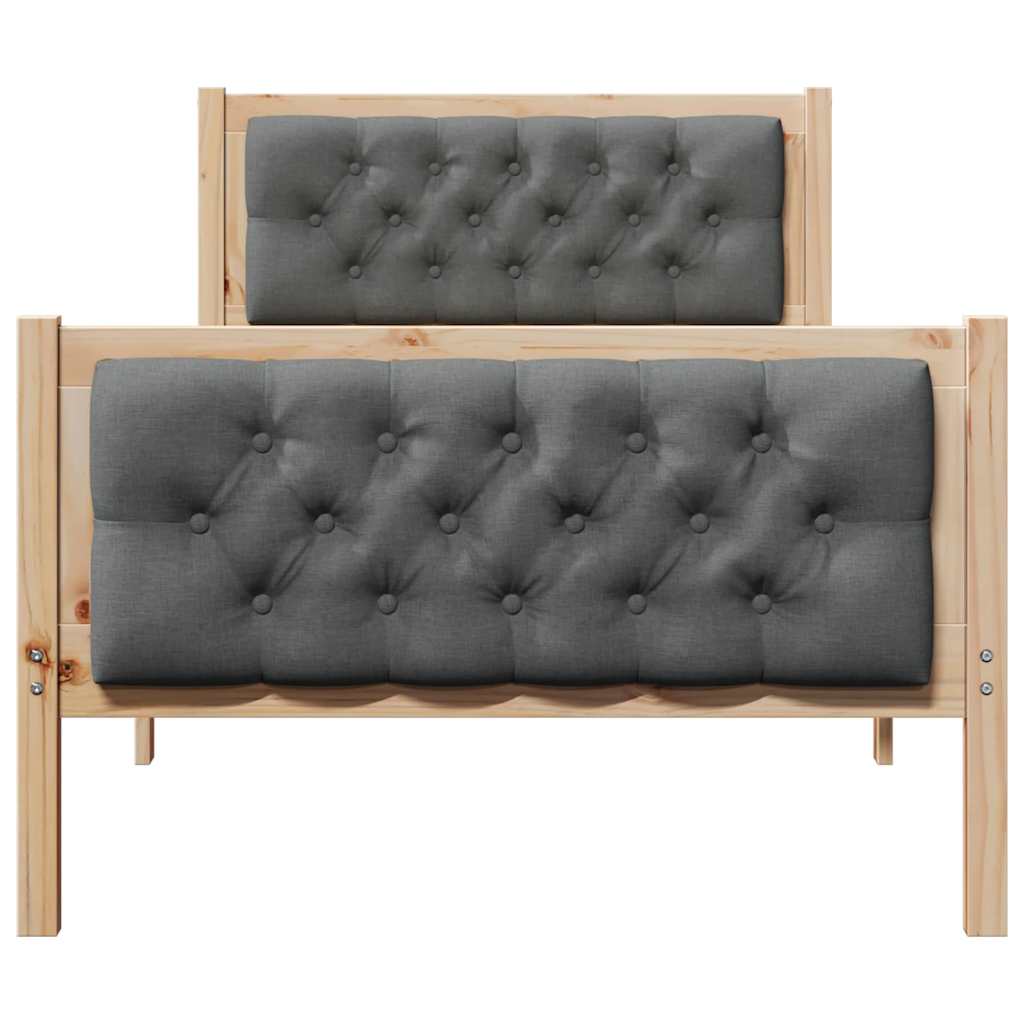 Krevetna konstrukcija Tamno siva 90 x 200 cm Čvrsto borovo drvo Smeđa
