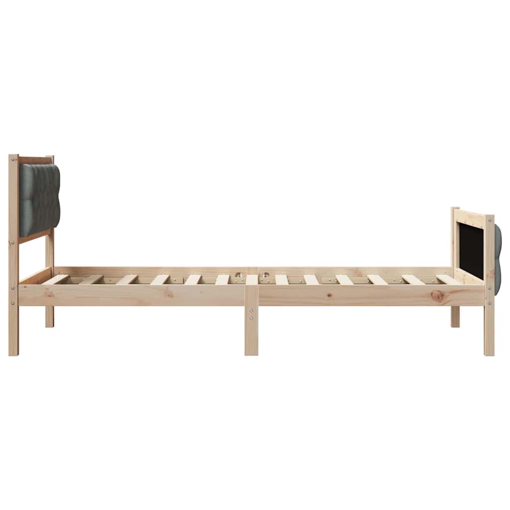 Krevetna konstrukcija Tamno siva 90 x 200 cm Čvrsto borovo drvo Smeđa