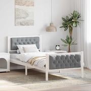 Krevetna konstrukcija s uzglavljem Svijetlo siva 90 x 200 cm Bijela