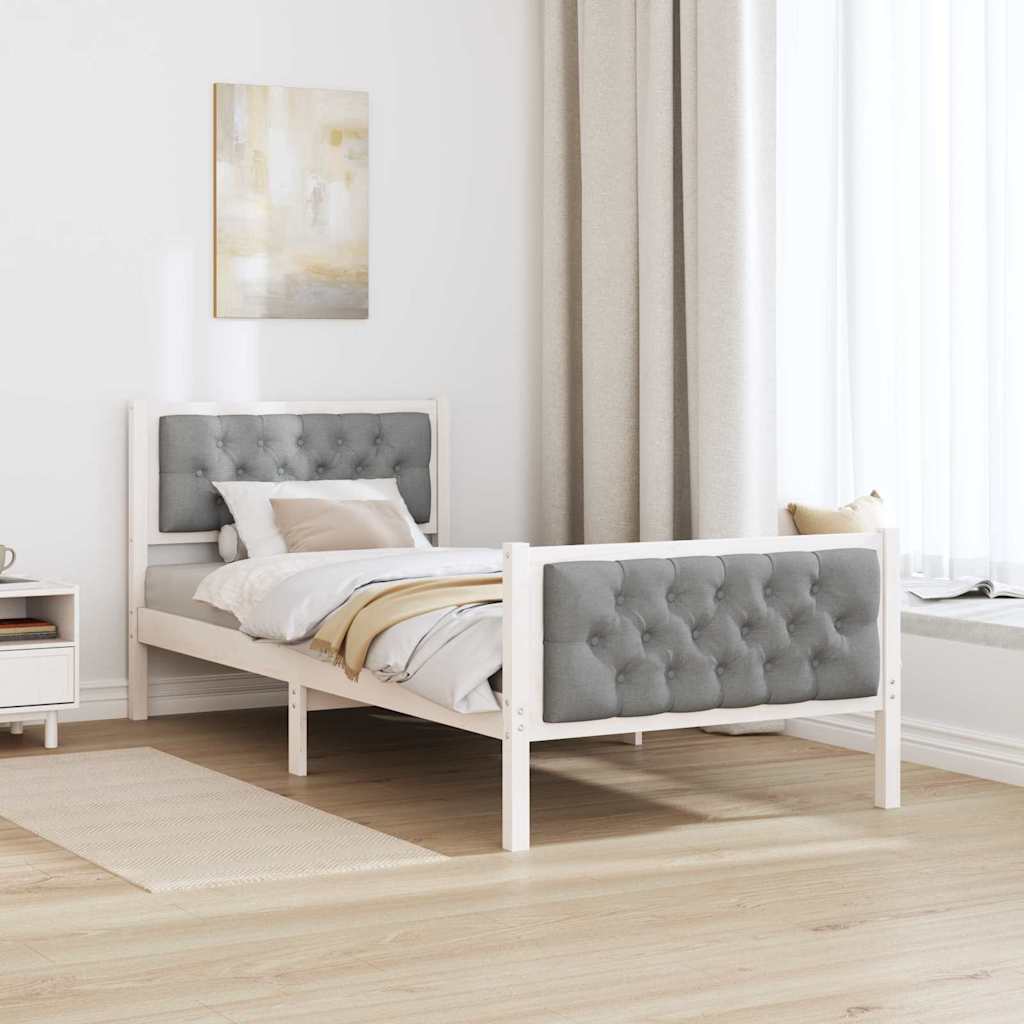 Krevetna konstrukcija s uzglavljem Svijetlo siva 90 x 200 cm Bijela