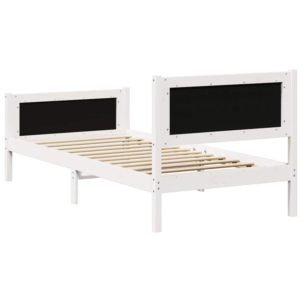 Krevetna konstrukcija s uzglavljem Svijetlo siva 90 x 200 cm Bijela