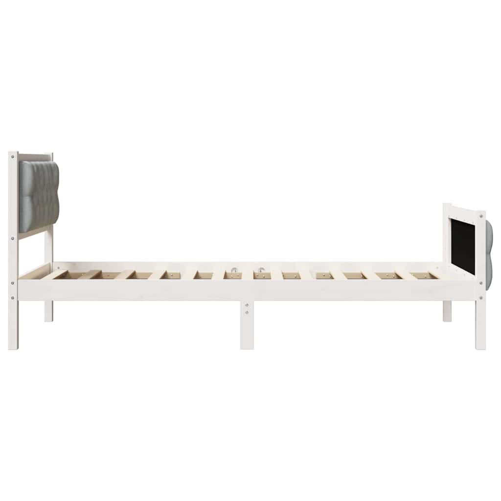 Krevetna konstrukcija s uzglavljem Svijetlo siva 90 x 200 cm Bijela