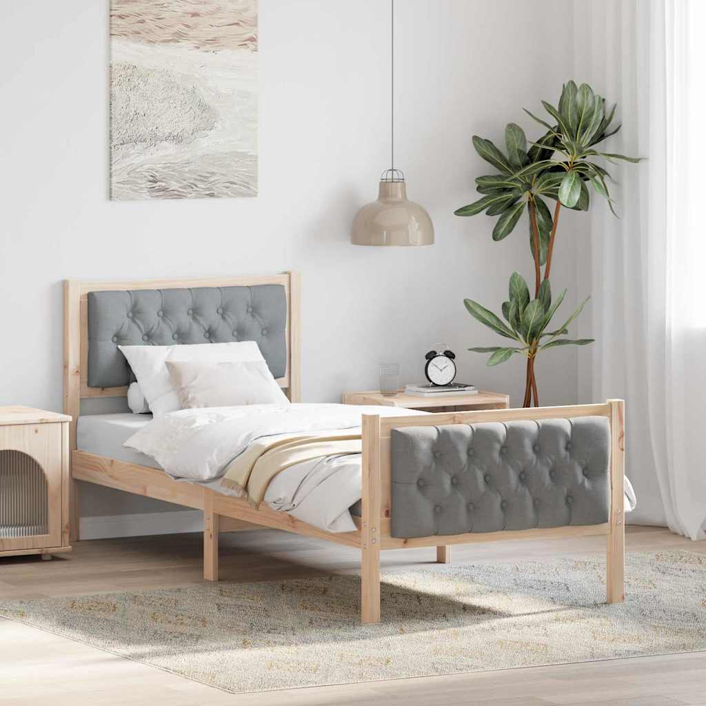 Krevetna konstrukcija s uzglavljem Svijetlo siva 80 x 200 cm Smeđa