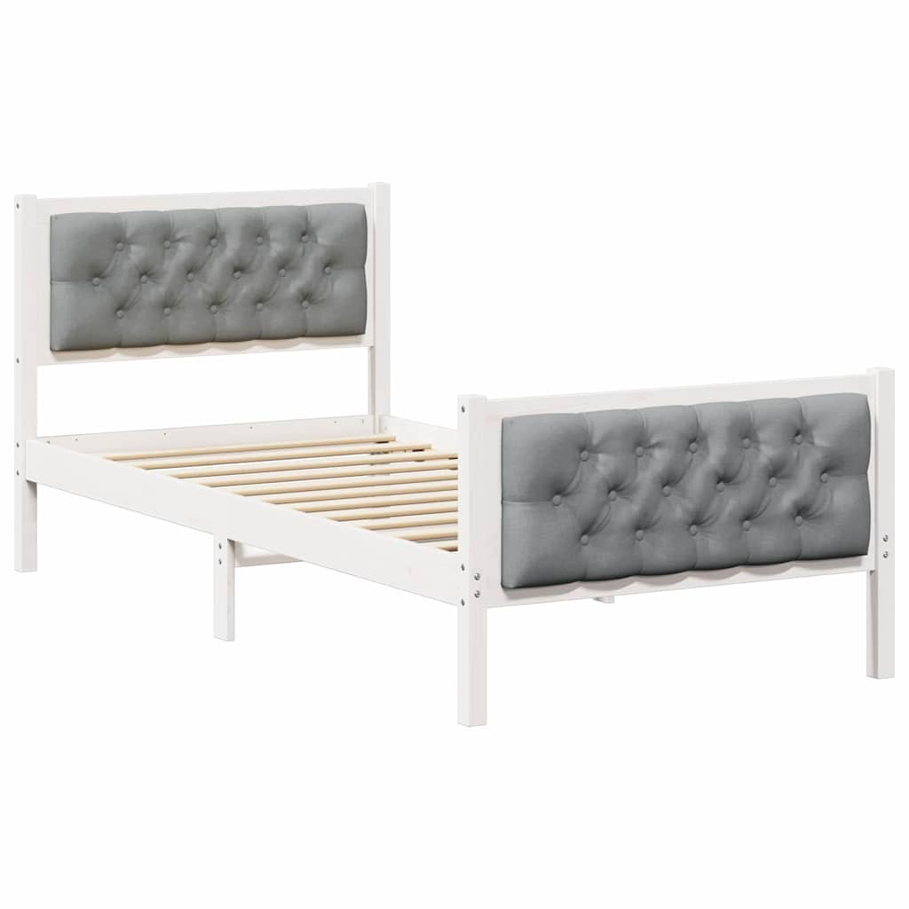 Krevetna konstrukcija s uzglavljem Svijetlo siva 90 x 190 cm Bijela