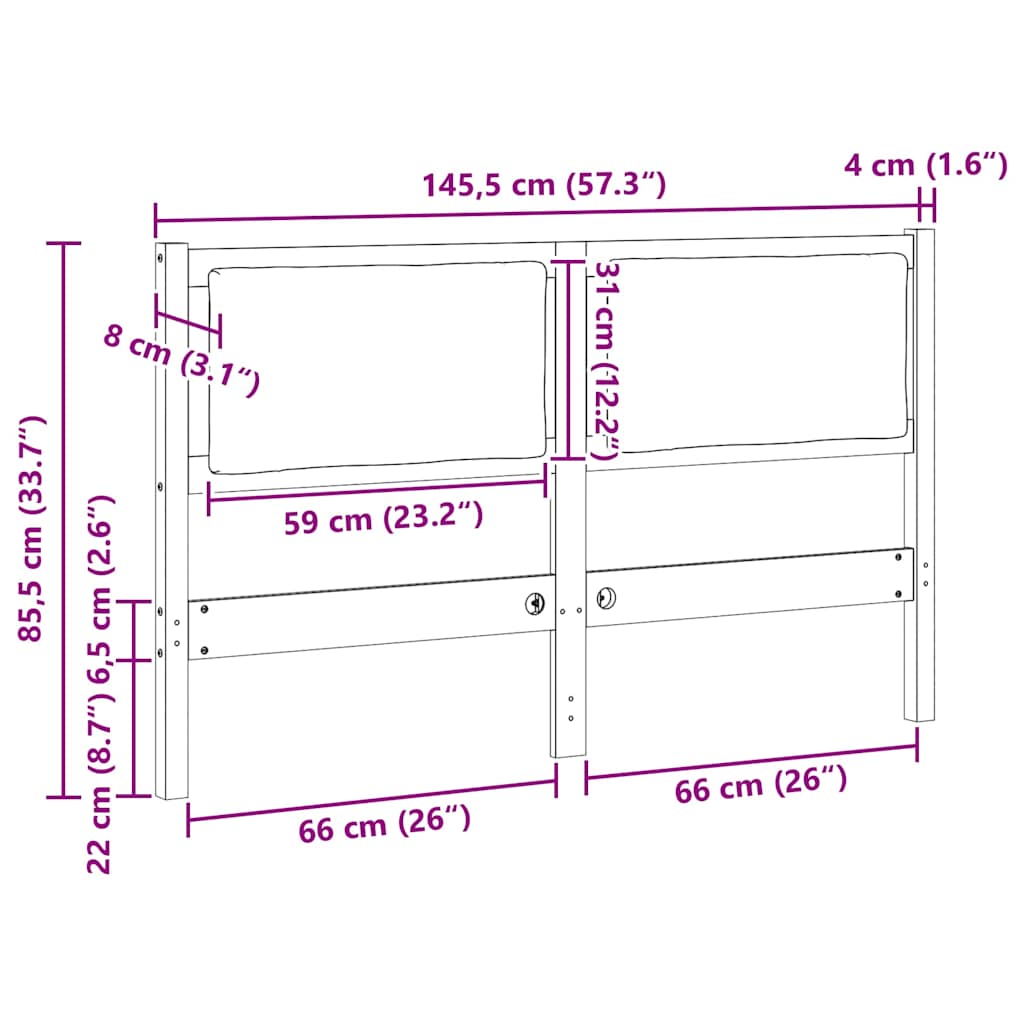 Uzglavlje Smeđa Masivna borovina 140 cm