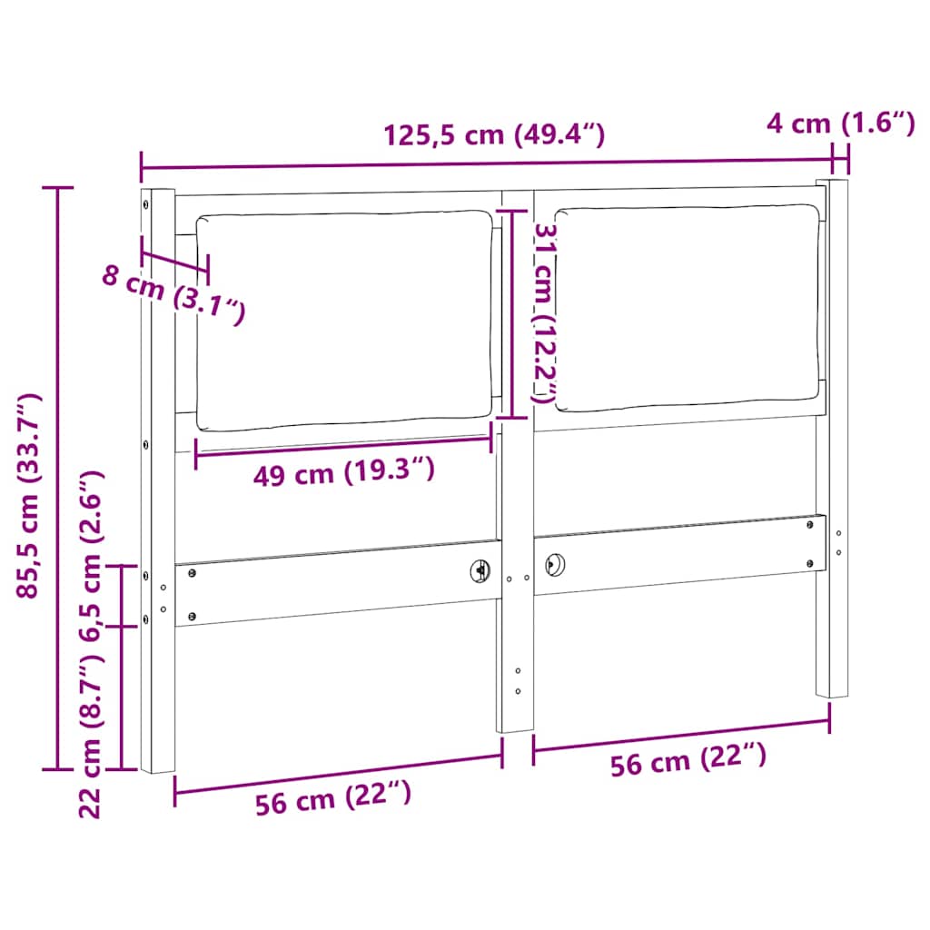 Uzglavlje Smeđa Masivna borovina 120 cm