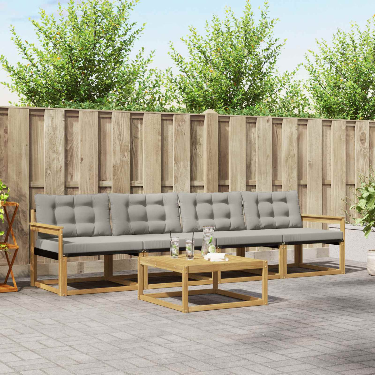 Set vanjskih sofa 5 kom. Bijela i svjetlosiva Smeđa 79 x 79 x 37 cm