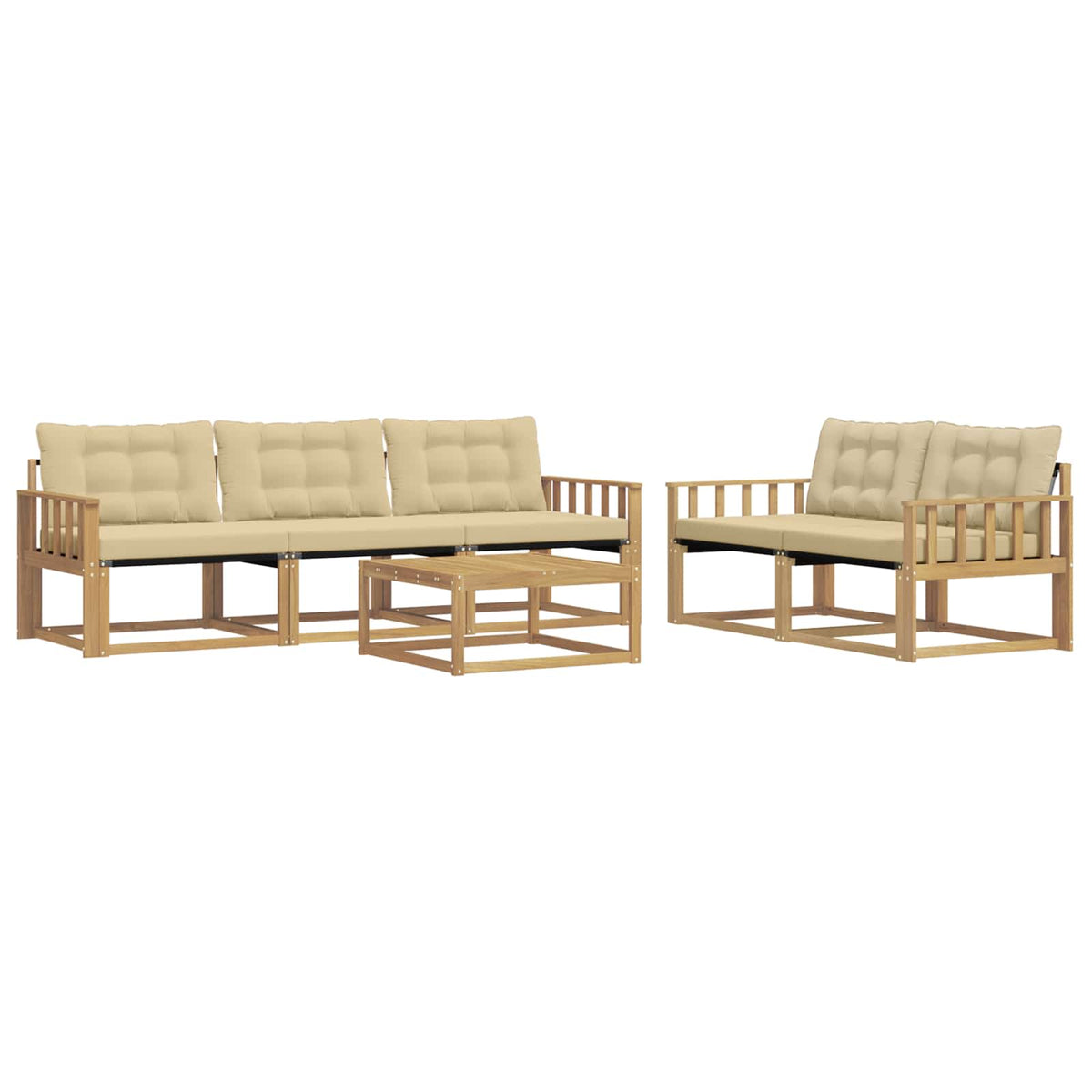 Set vanjskih sofa 6 kom. Bijela i bež Smeđa 79 x 79 x 37 cm