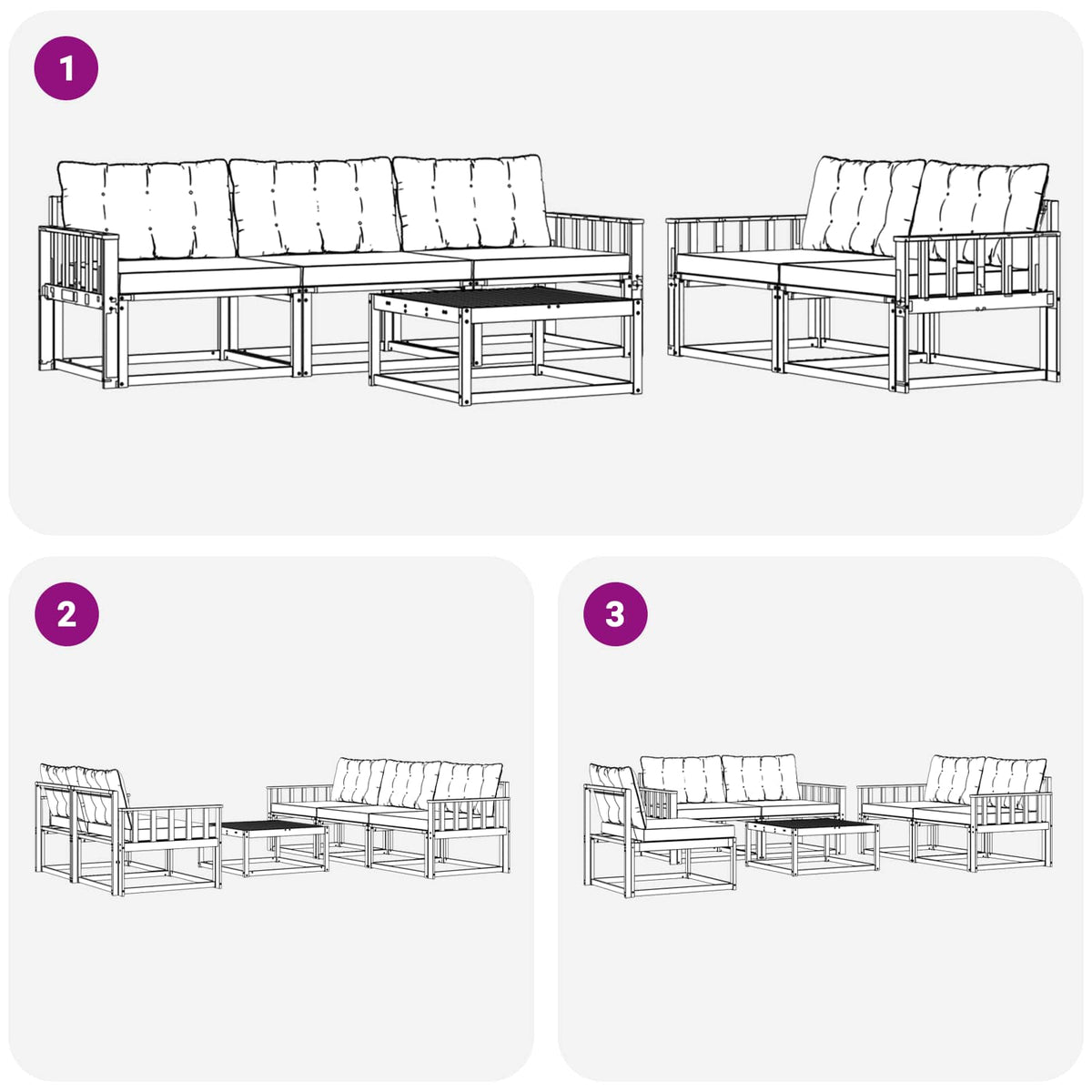 Set vanjskih sofa 6 kom. Bijela i bež Smeđa 79 x 79 x 37 cm