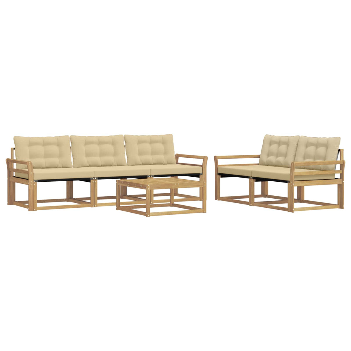 Set vanjskih sofa 6 kom. Bijela i bež Smeđa 79 x 79 x 37 cm