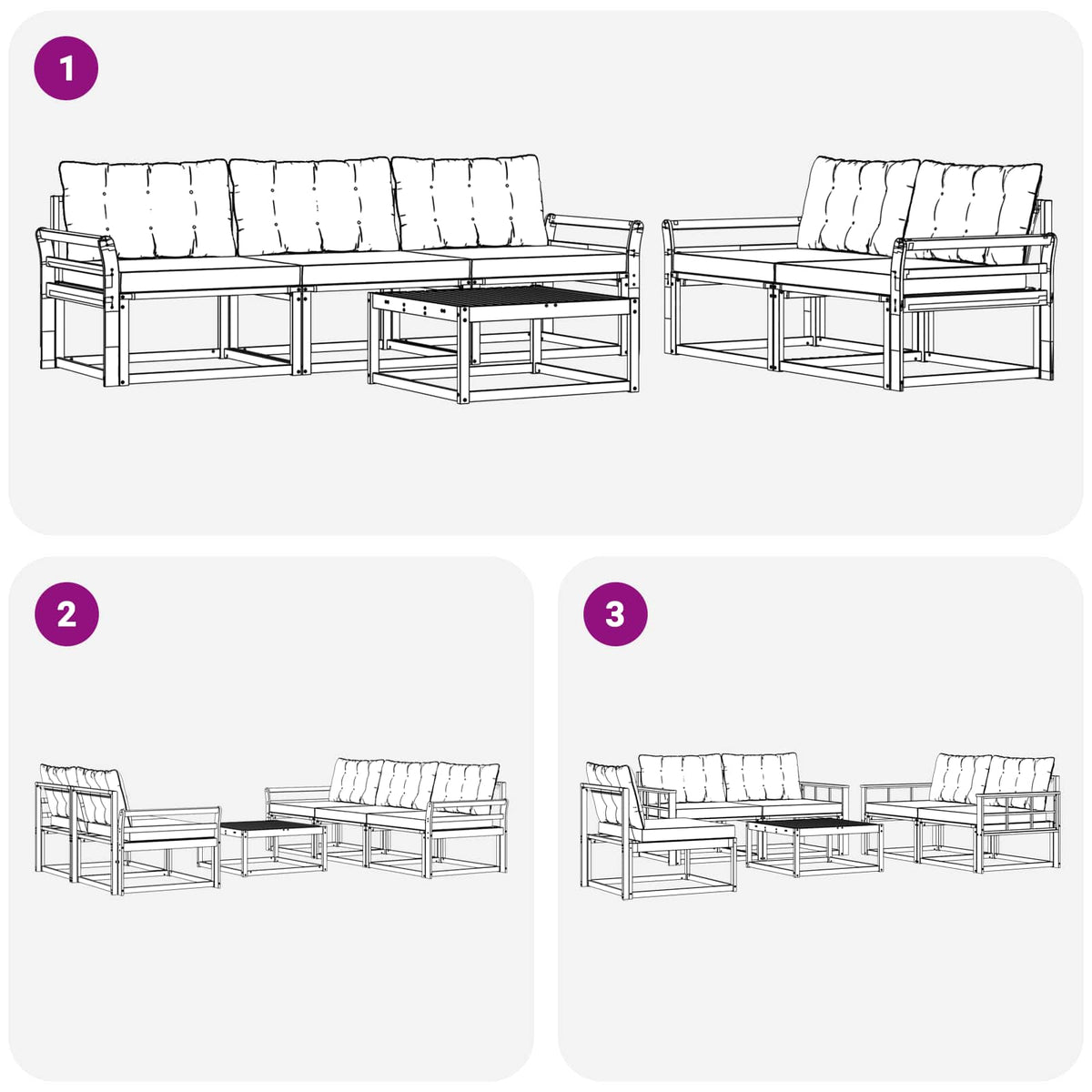 Set vanjskih sofa 6 kom. Bijela i bež Smeđa 79 x 79 x 37 cm