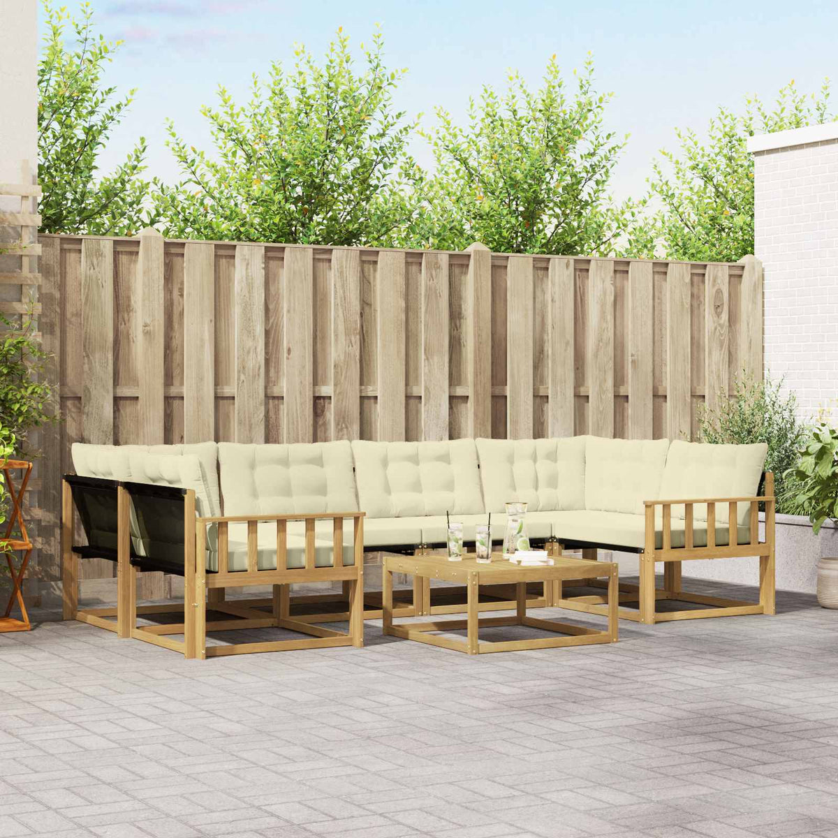 Set vanjskih sofa 7 kom. Bijela i krem Smeđa 79 x 79 x 37 cm
