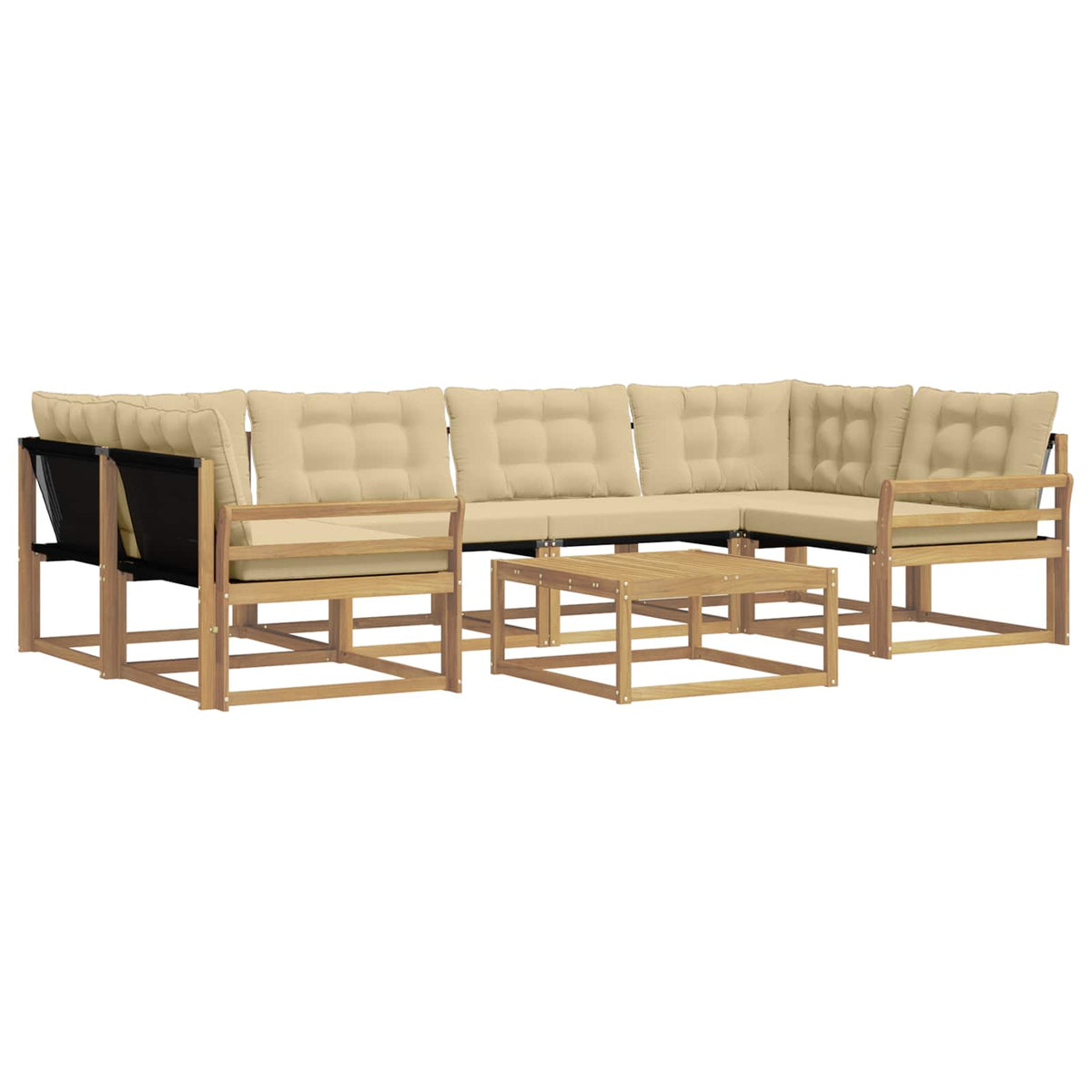 Set vanjskih sofa 7 kom. Bijela i bež Smeđa 79 x 79 x 37 cm