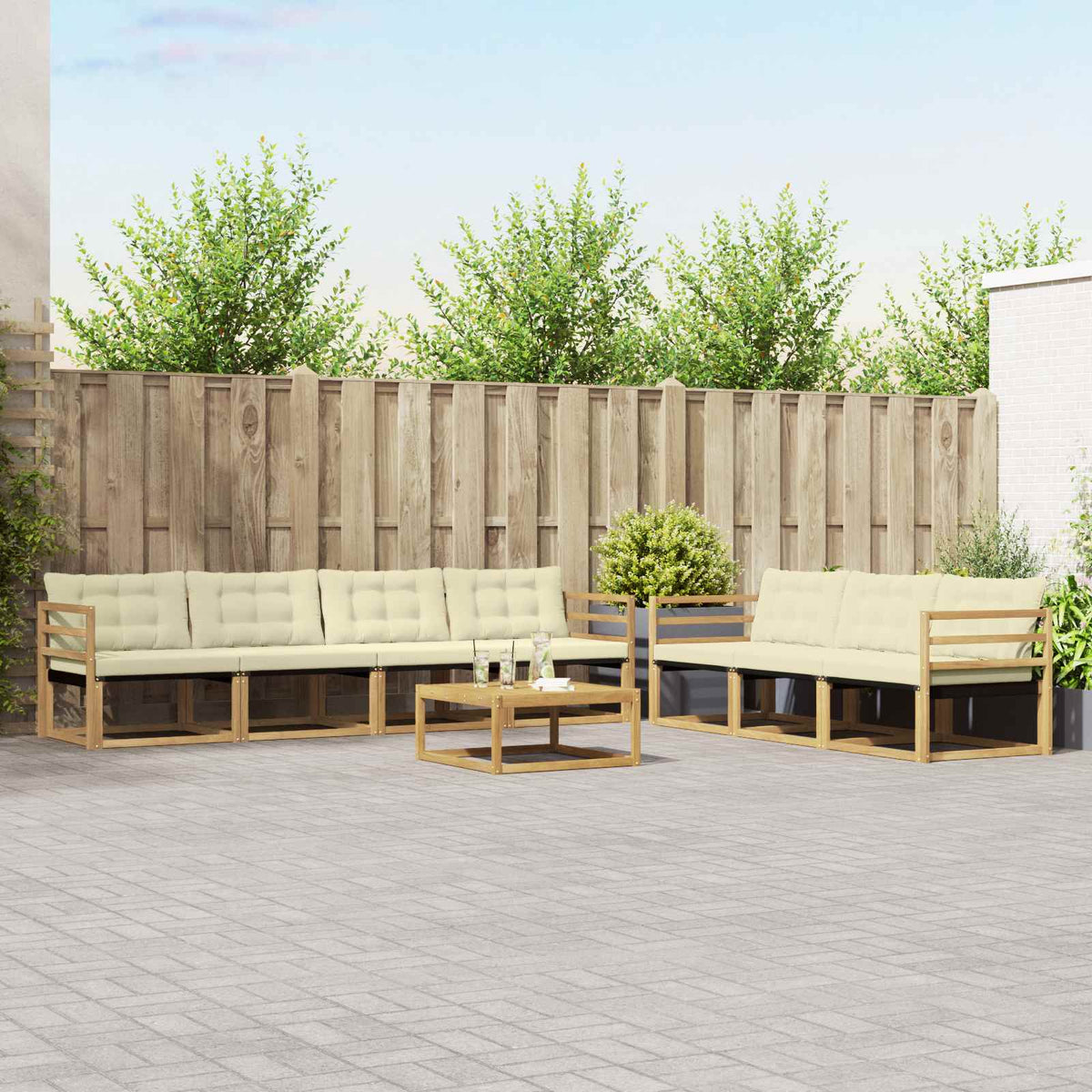 Set vanjskih sofa 8 kom. Bijela i krem