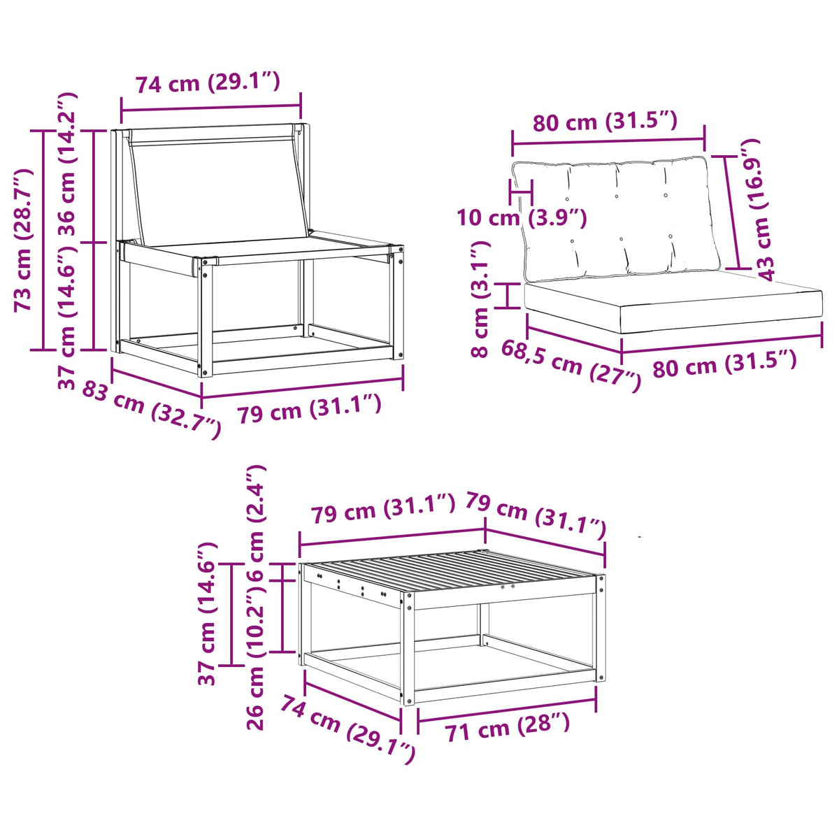 Set vanjskih sofa 8 kom. Bijela i krem