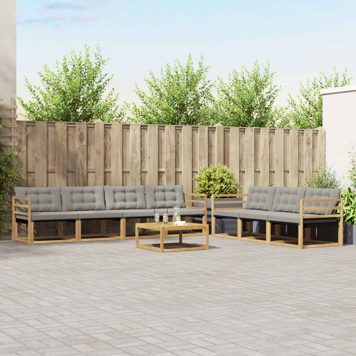 Set vanjskih sofa 8 kom. Bijela i svjetlosiva