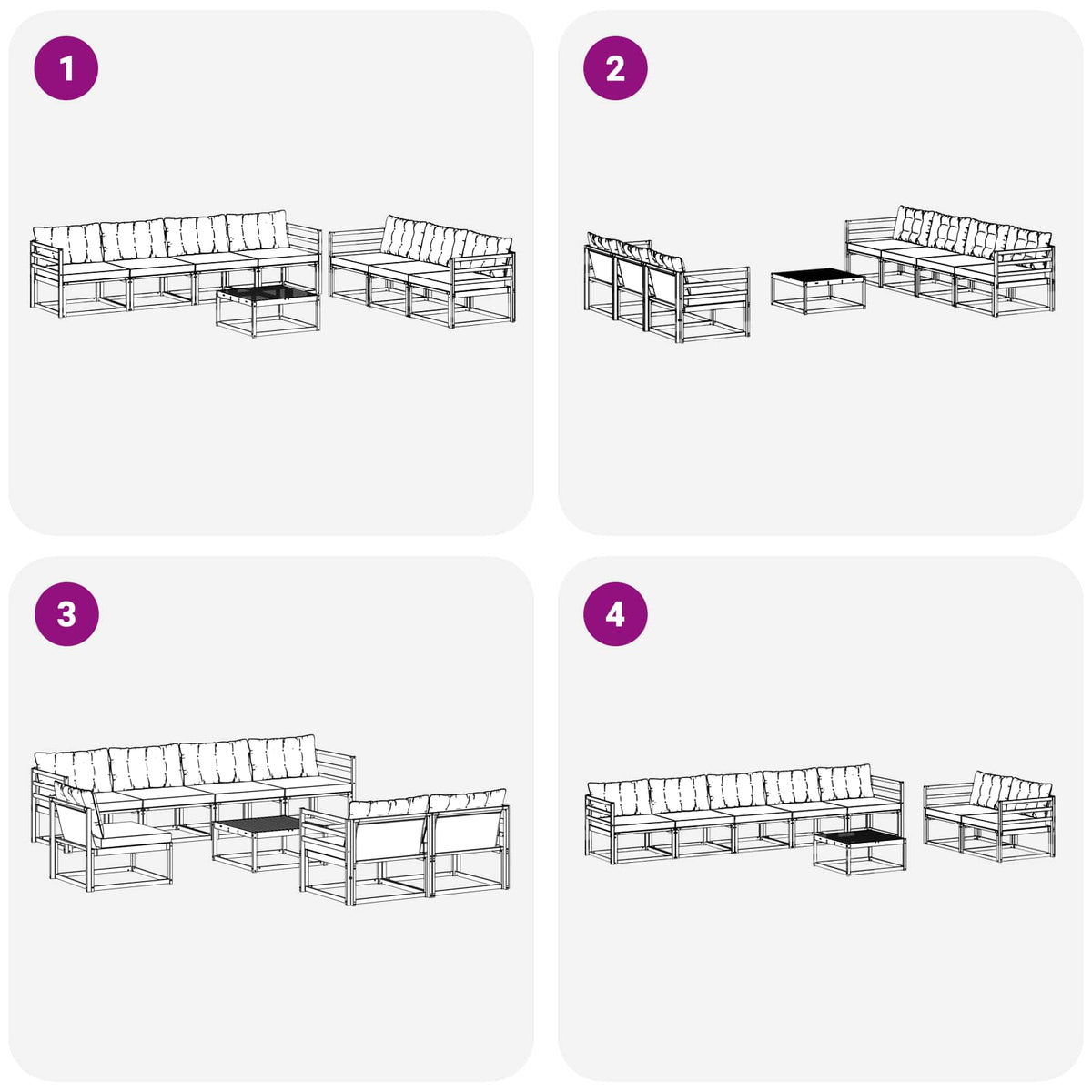 Set vanjskih sofa 8 kom. Bijela i svjetlosiva