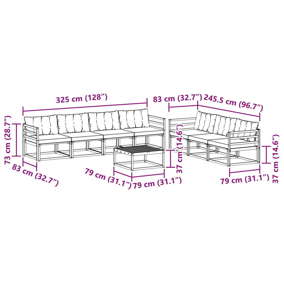 Set vanjskih sofa 8 kom. Bijela i bež