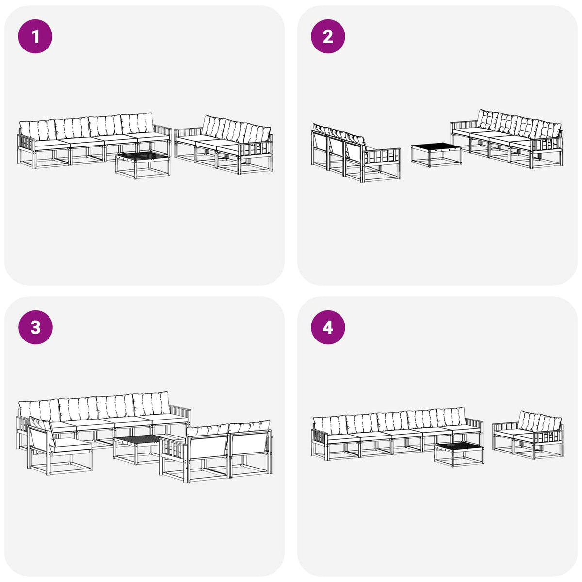 Set vanjskih sofa 8 kom. Bijela i krem